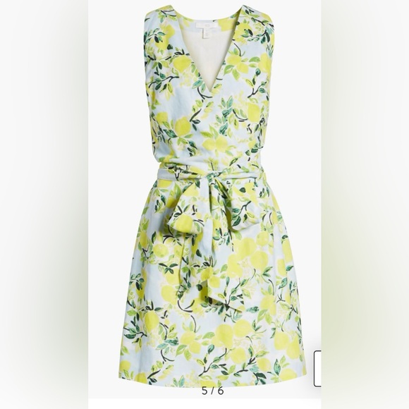 NWOT 1901 Nordstrom Tie Front Lemon Print Faux Wrap Mini Sleeveless Dress Sz XL - Picture 3 of 16